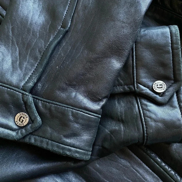 Vintage Guess Leather Jacket Men’s XL Distressed - Picture 7 of 11